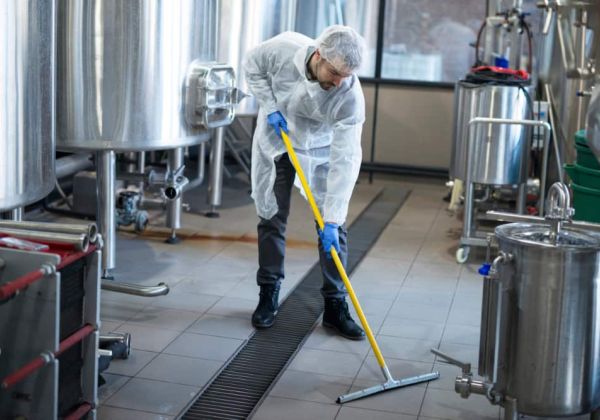 Mopping industrial floor