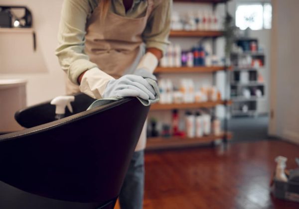 Cleaning salon chair