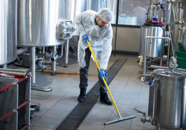 Mopping industrial floor