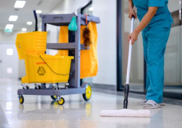 Cleaning hospital floor