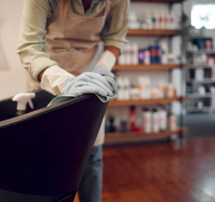 cleaning salon chair